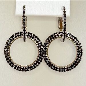 NWT Black & Silver 2-in-1 Rhinestone Hoop Earrings